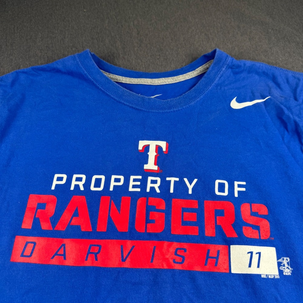 Nike Texas Rangers Yu Darvish 11 MLB T-Shirt Blue Mens Large Regular Fit